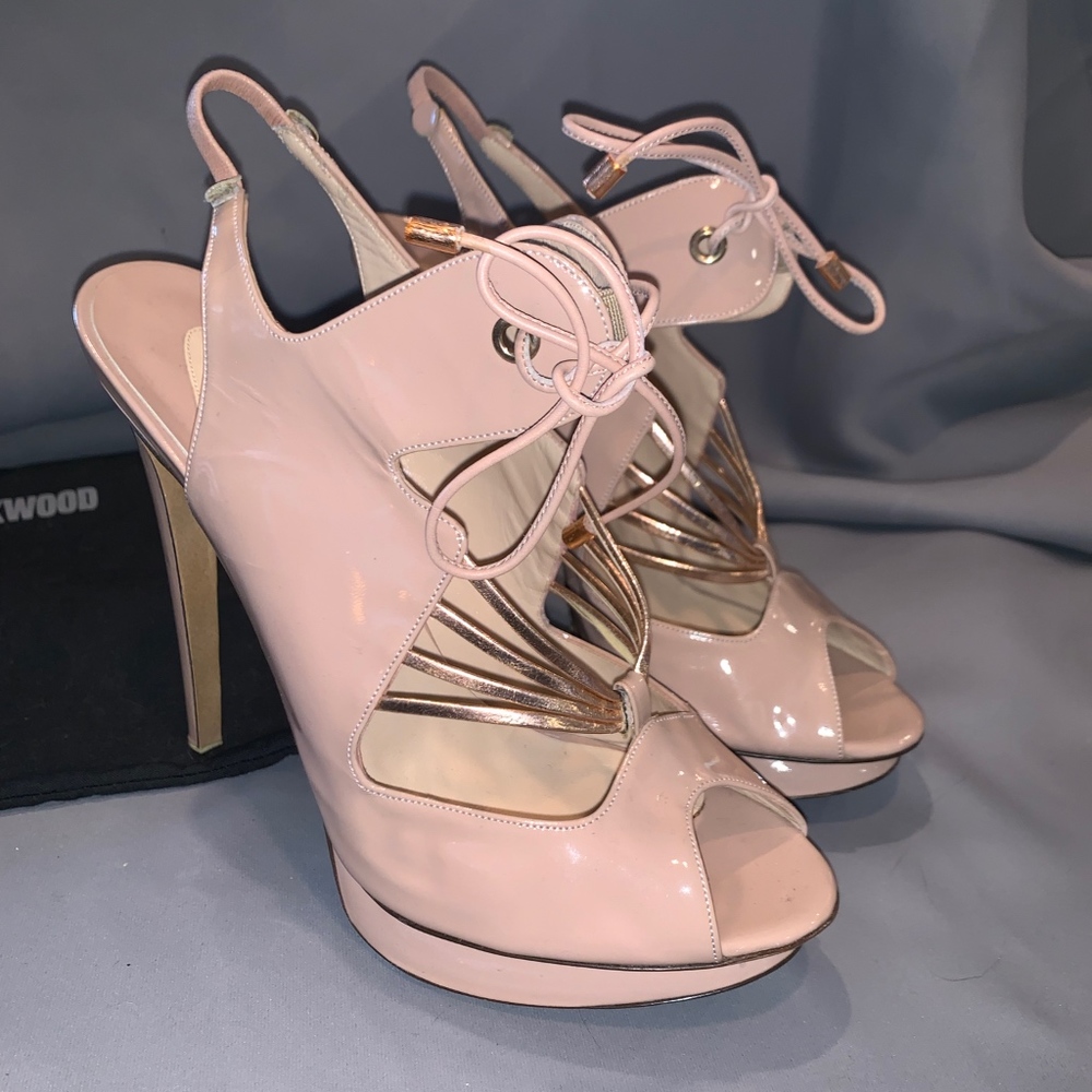 Slingback Cut Out Lace Up Peep Toe Platform Sandal
